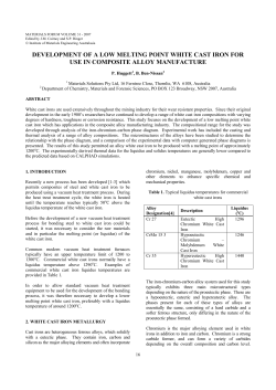 development of a low melting point white cast iron for use in