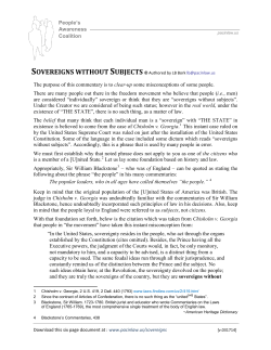 Sovereigns without Subjects - People`s Awareness Coalition