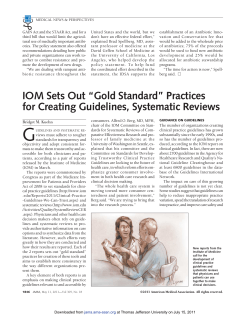 IOM Sets Out &ldquo;Gold Standard&rdquo; Practices for Creating Guidelines