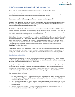 70% of International Assignees Break Their Car Lease