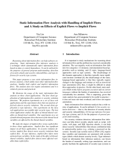 Static Information Flow Analysis with Handling of Implicit