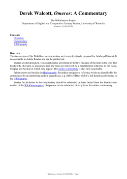 Derek Walcott, Omeros: A Commentary