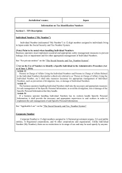 Japan Information on Tax Identification Numbers Section I