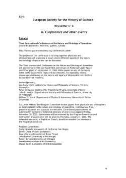 European Society for the History of Science ii. Conferences and