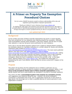 A Primer on Property Tax Exemption Procedural Choices