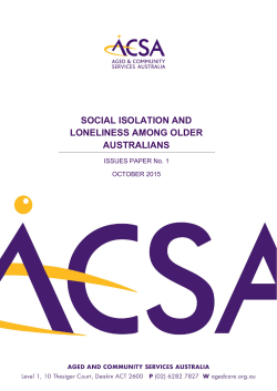 Social Isolation and Loneliness Among Older Australians Issues