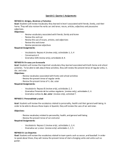 Spanish 2- Quarter 1 Assignments REPASO A