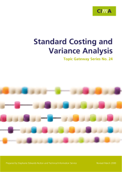 Standard Costing and Variance Analysis Topic Gateway
