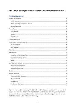 The Devon Heritage Centre: A Guide to World War One Research