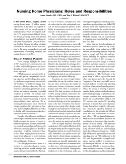 Nursing Home Physicians: Roles and Responsibilities