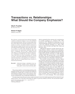 Transactions vs. Relationships: What Should the Company