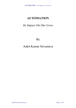 AUTOMATION Its Impact On Our Lives By Ankit Kumar Srivastava