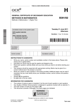 Unit B391/02 - Methods in mathematics 1