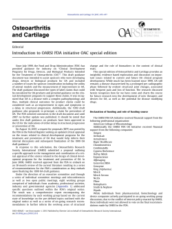 Introduction to OARSI FDA initiative OAC special edition