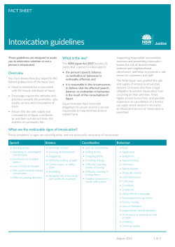 Fact Sheet: Intoxication Guidelines