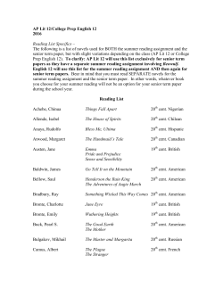 College Prep English 12 / AP Lit Summer Reading List