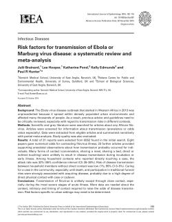 Risk factors for transmission of Ebola or Marburg virus disease: a