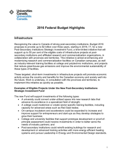 Universities Canada &ndash; 2016 Federal Budget Highlights
