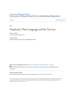 Simplexity: Plain Language and the Tax Law