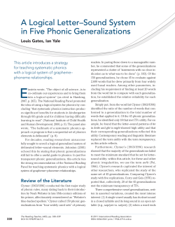 A Logical Letter&ndash;Sound System in Five Phonic Generalizations