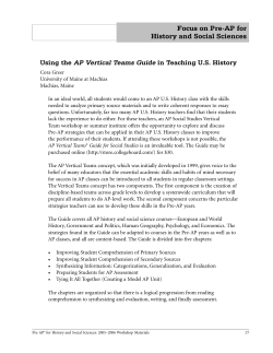 Focus on Pre-AP for History and Social Sciences