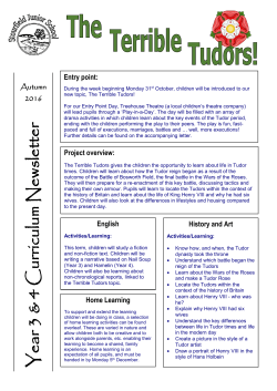 Terrible Tudors Newsletter Lower School