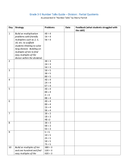 NT Division Partial Quotients Grade 3 to 5