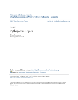 Pythagorean Triples - DigitalCommons@University of Nebraska