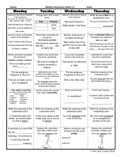 Monday Tuesday Wednesday Thursday