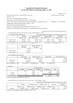 Consolidated Financial Statements for the Third Quarter Ended