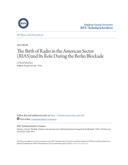 The Birth of Radio in the American Sector (RIAS)and Its Role During