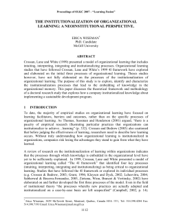 the institutionalization of organizational learning