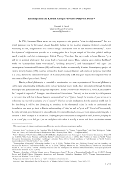 Emancipation and Kantian Critique - The Political Studies Association