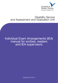 Individual Exam Arrangements (IEA) manual for scribes, readers