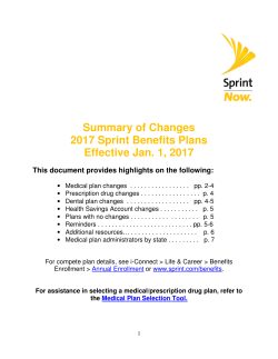 Summary of Changes 2017 Sprint Benefits Plans Effective Jan. 1