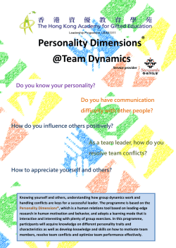 Personality Dimensions @Team Dynamics