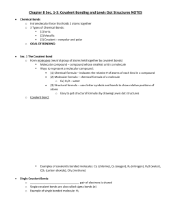 Covalent Bonding and Lewis Dot Structures NOTES