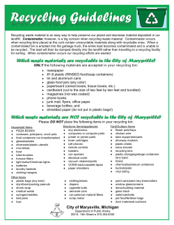 Recycling Guidelines - City of Marysville, MI