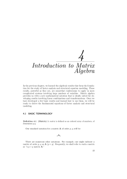 Introduction to Matrix Algebra