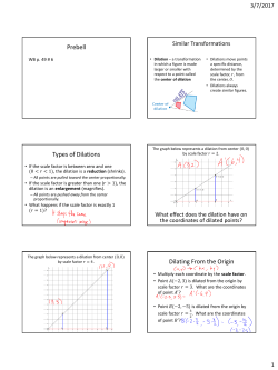 Prebell Types of Dilations Dilating From the Origin