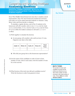 Comparing and Ordering Fractions Analyzing Elections