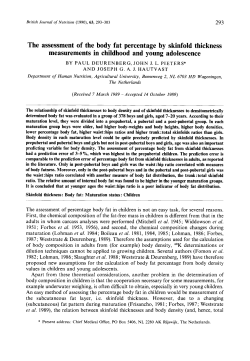 The assessment of the body fat percentage by skinfold thickness