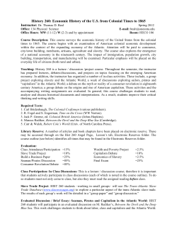 History 260: Economic History of the U.S. from Colonial Times to 1865
