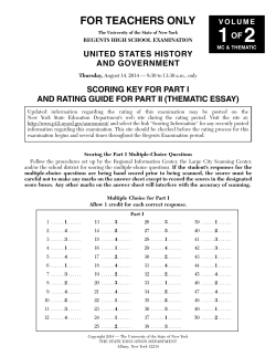 Scoring Key, Part I and Rating Guide Part II - Thematic