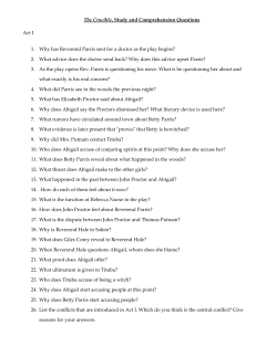 The Crucible, Study and Comprehension Questions