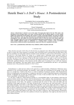 Henrik Ibsen`s A Doll`s House: A Postmodernist Study