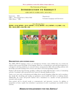 Introduction to German I - Department of Germanic Languages