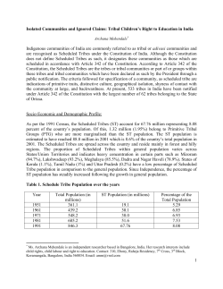 Isolated Communities and Ignored Claims: Tribal Children`s