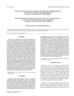 SUMMARY RESUMEN INTRODUCTION Maize (Zea mays L.) is a