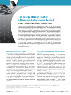 Lithium-ion batteries and beyond - Energy Storage and its Applications